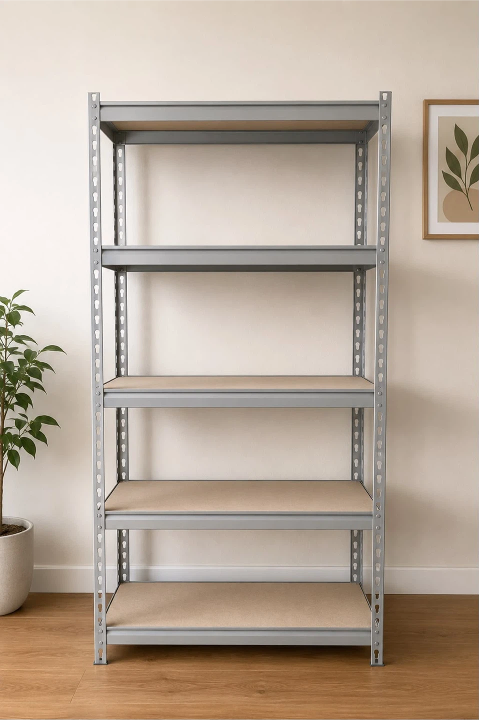 Grey Metal Shelving Unit - 150 cm H x 70 cm W