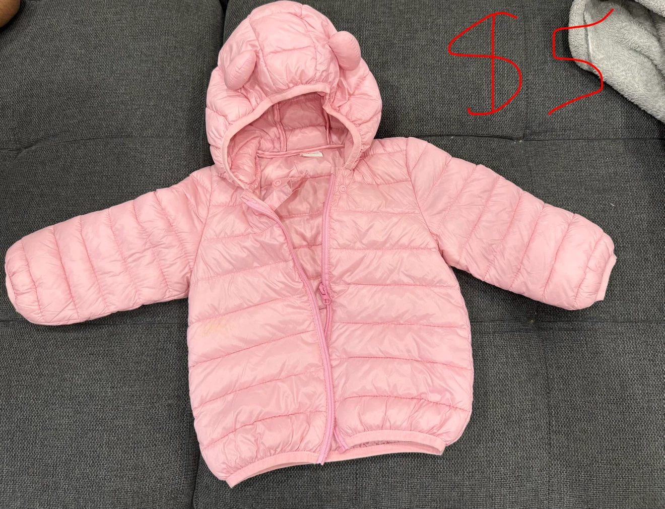 Toddler Pink Puffer Jacket with Ears
