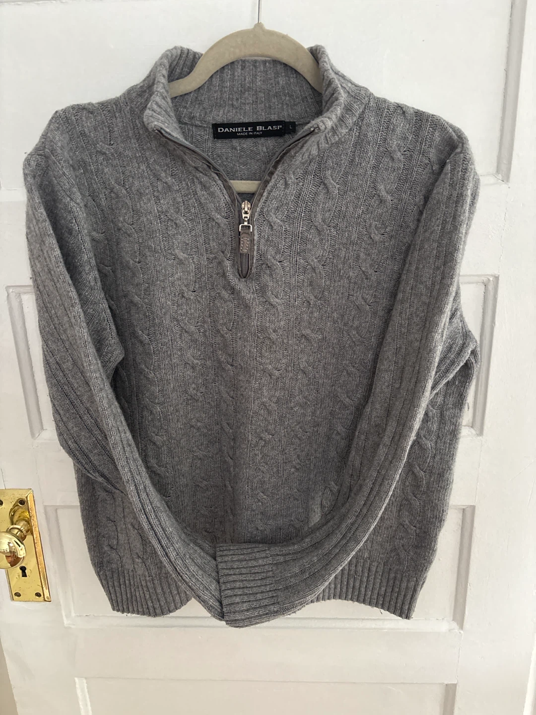 Daniele Blasi Grey Cable Knit 1/4 Zip Sweater