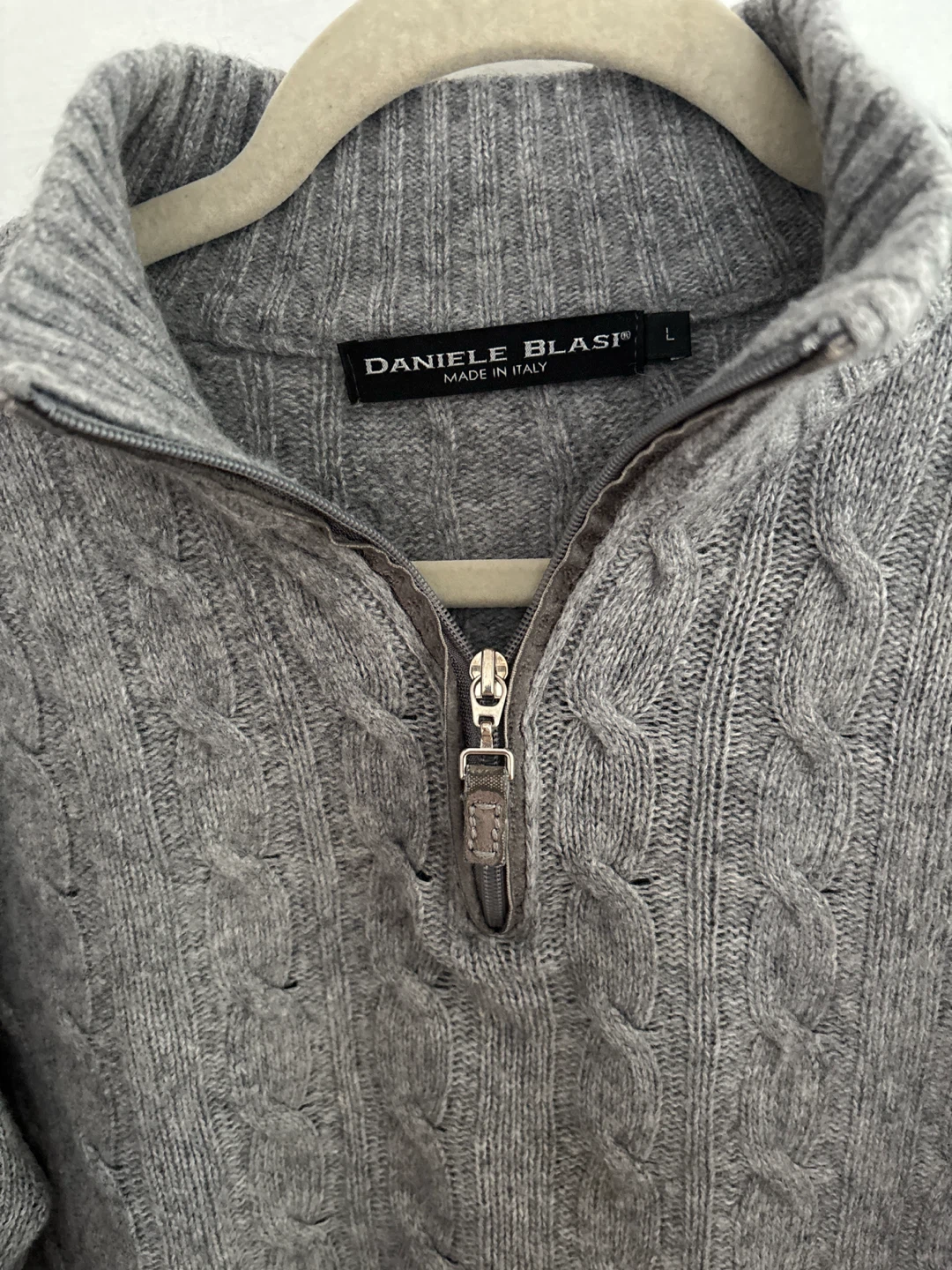 Daniele Blasi Grey Cable Knit 1/4 Zip Sweater - photo 3