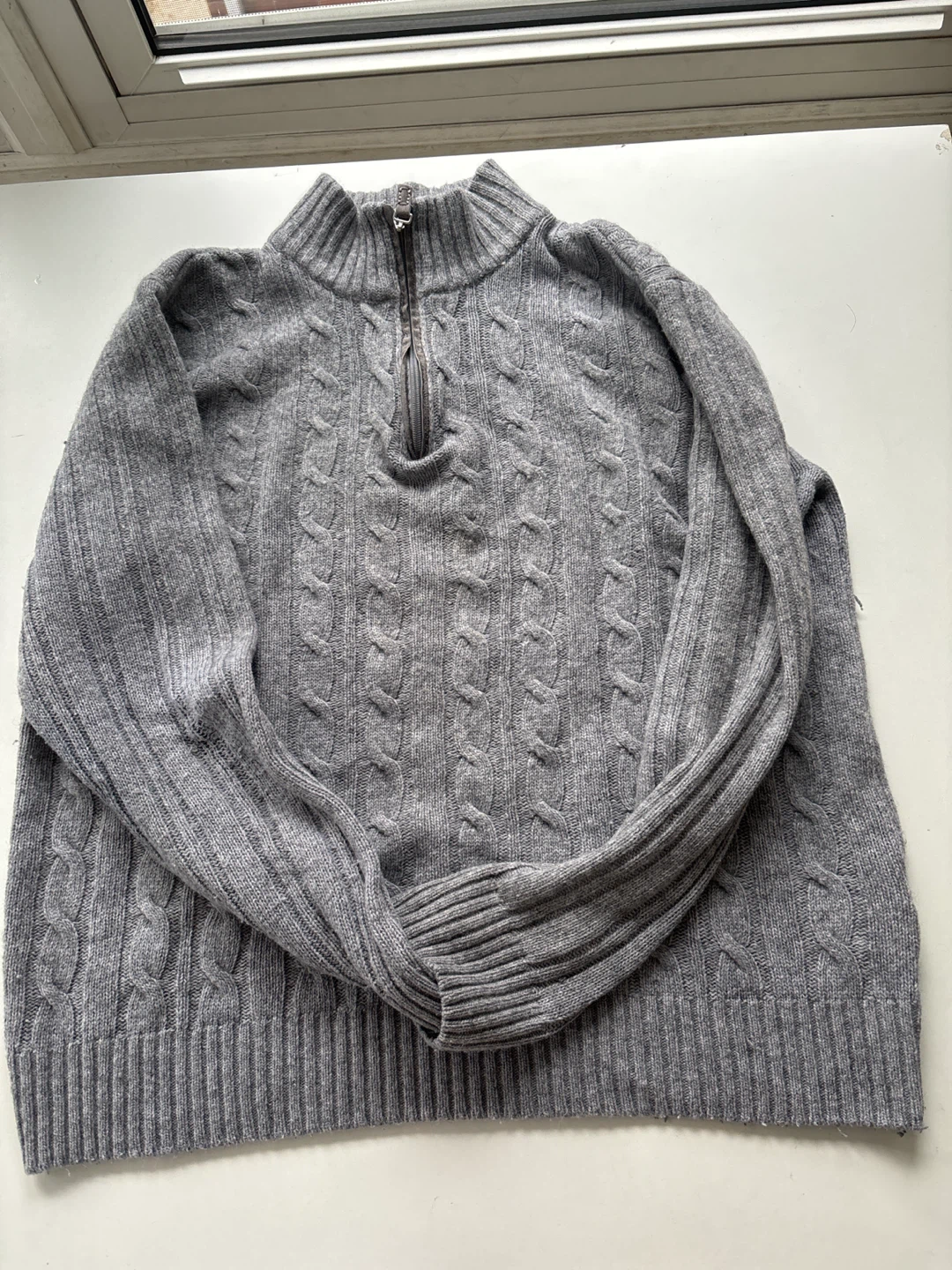 Daniele Blasi Grey Cable Knit 1/4 Zip Sweater - photo 4