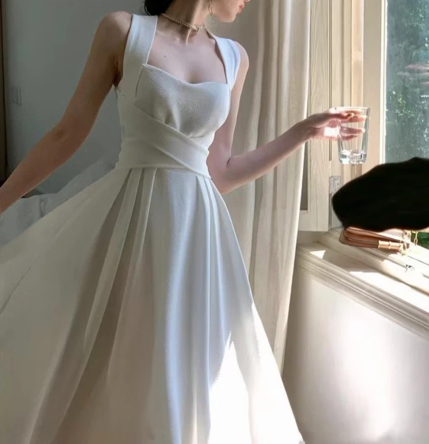 White Halter Neck Midi Dress - photo 2