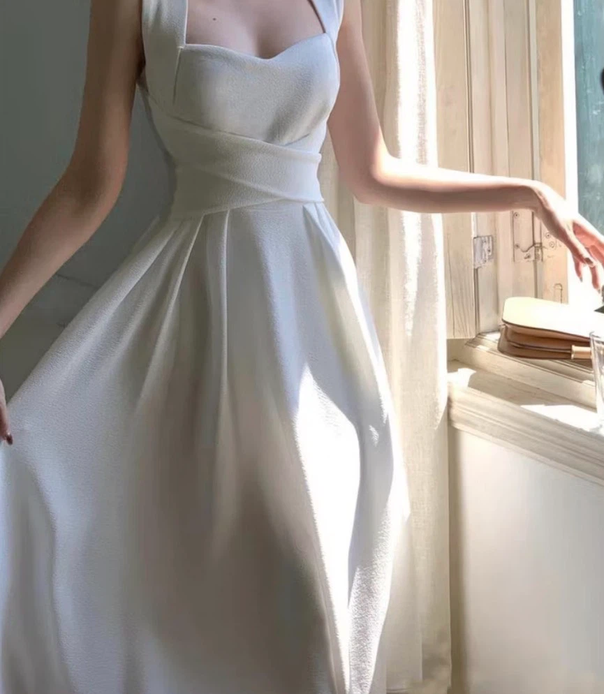 White Halter Neck Midi Dress - photo 4