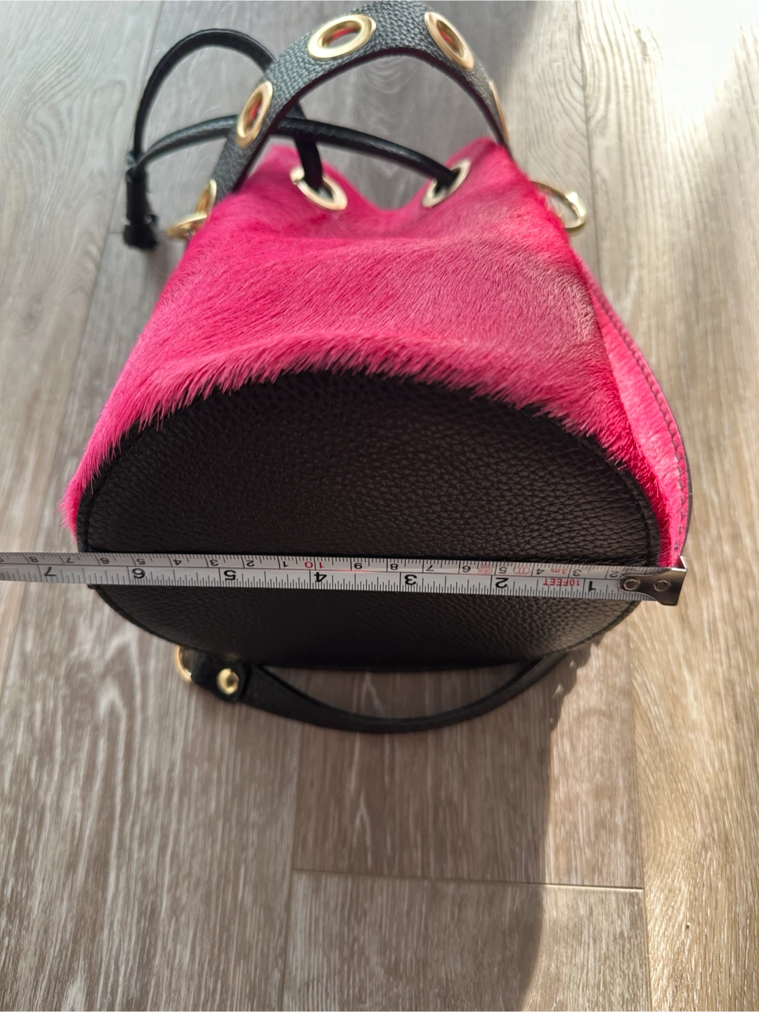NEW Black & Hot Pink Bucket Bag Leather Italy - photo 5