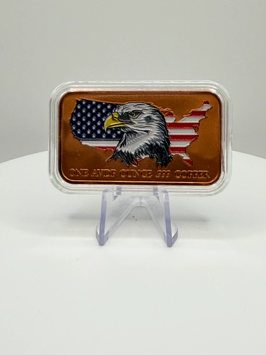 Trump One Ounce Coloured Copper Bar - Eagle and US Flag Design - photo 2