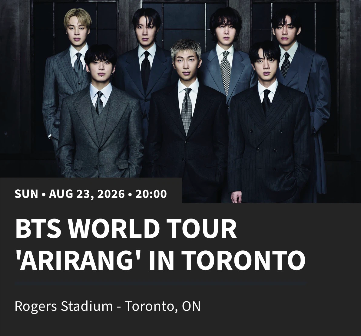 Ticket for the BTS World Tour “Arirang” in Toronto