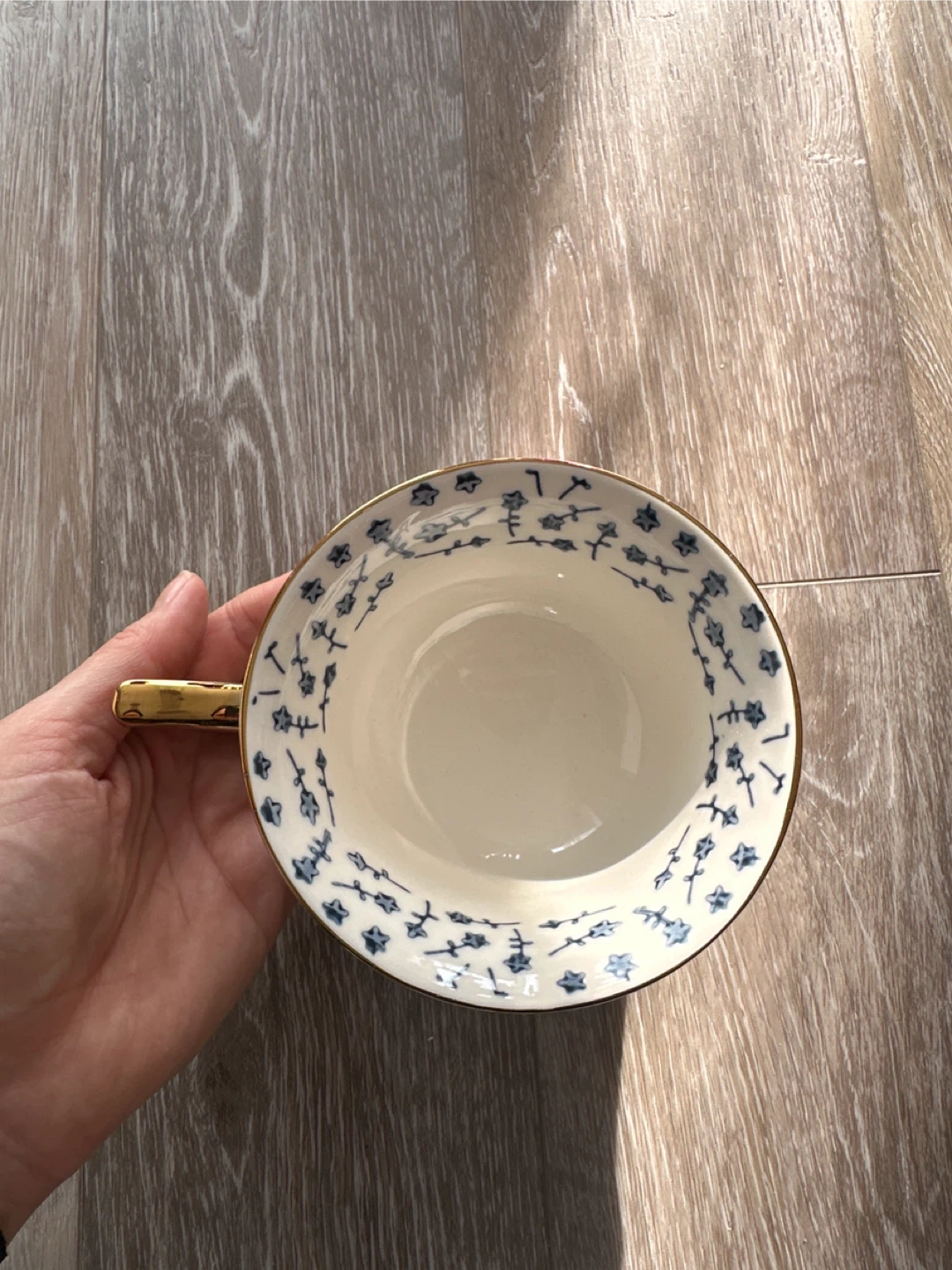 Decorative Teacup with Blue Floral Design - photo 2