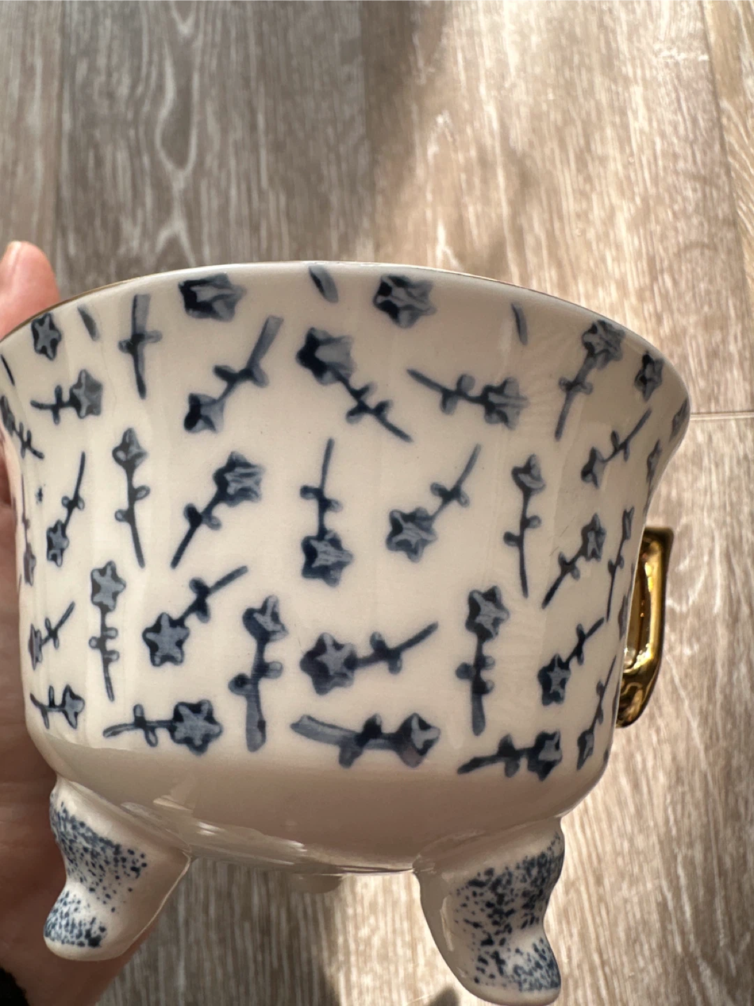 Decorative Teacup with Blue Floral Design - photo 4