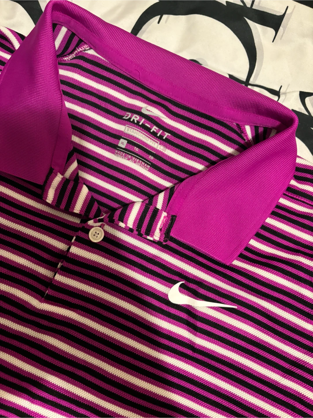 Nike Dri-FIT Golf Polo Shirt - Purple/White/Black Stripes - photo 2