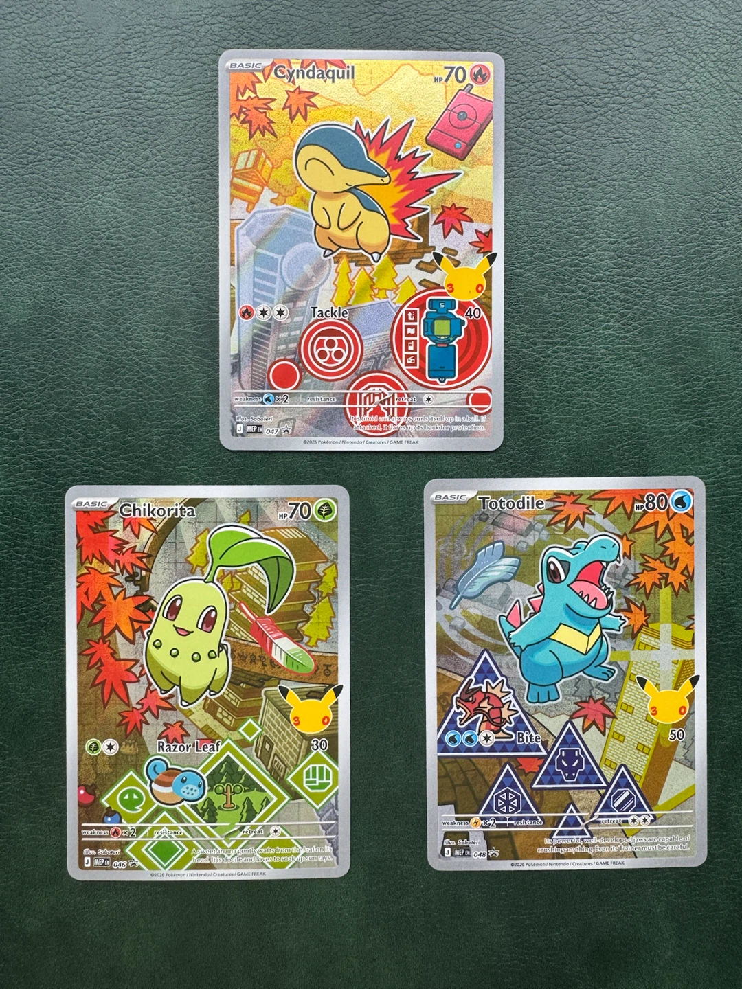 Pokemon first partner illustration Johto Starter Cards