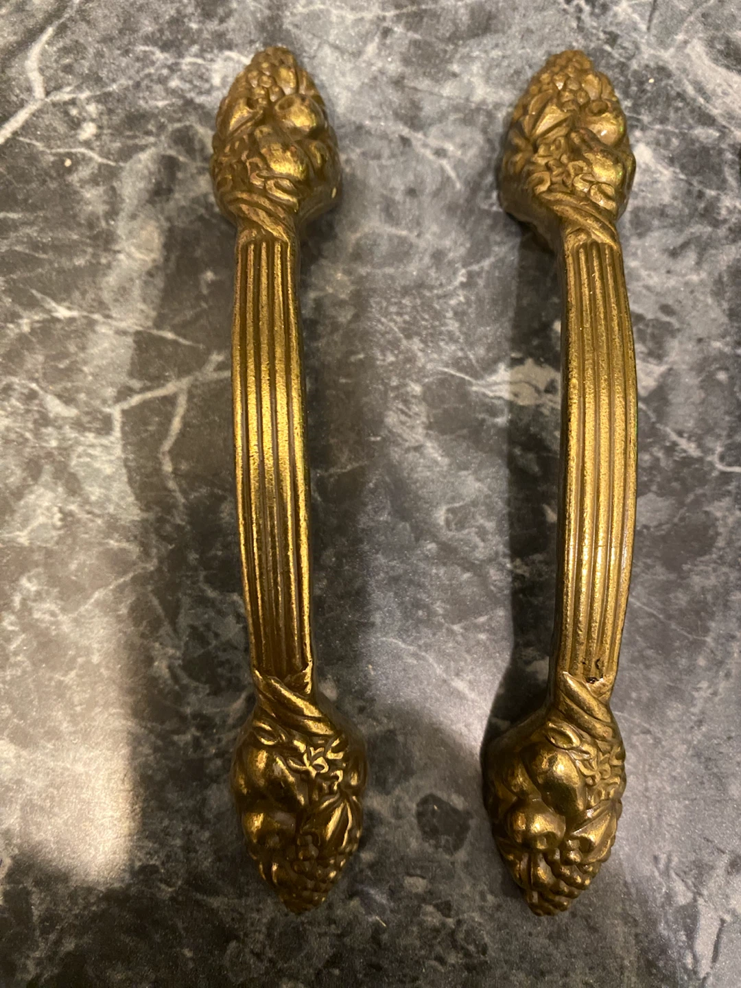 Set of 8 Antique Brass Drawer Pulls with Screws