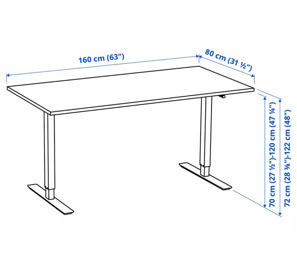 Adjustable Standing Desk - White Top, Black Legs - photo 4