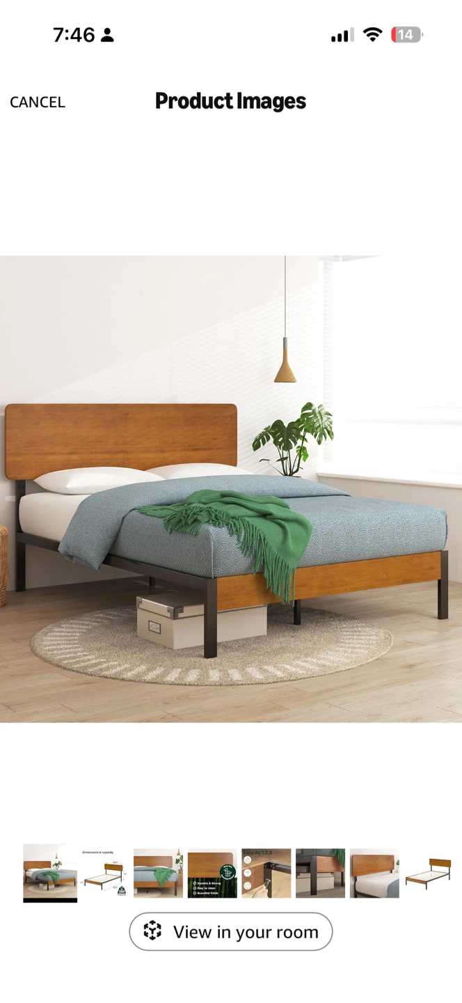 Zinus Olivia Twin Metal and Wood Bed Frame