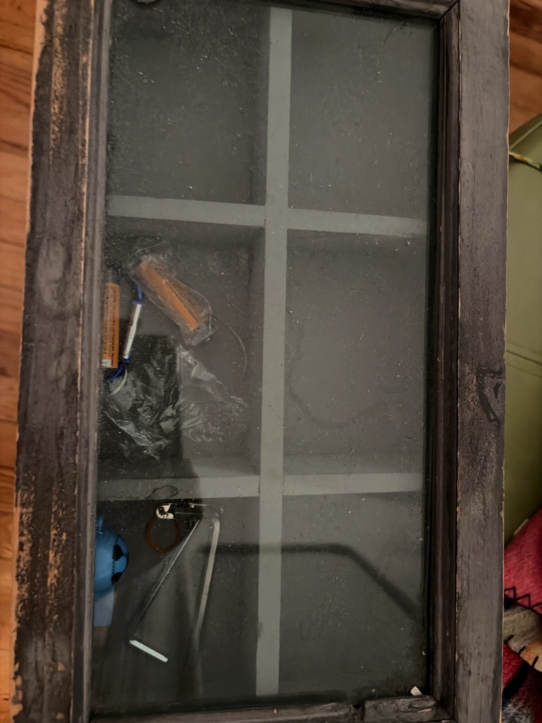 Wooden Display Box with Glass Top and Drawers