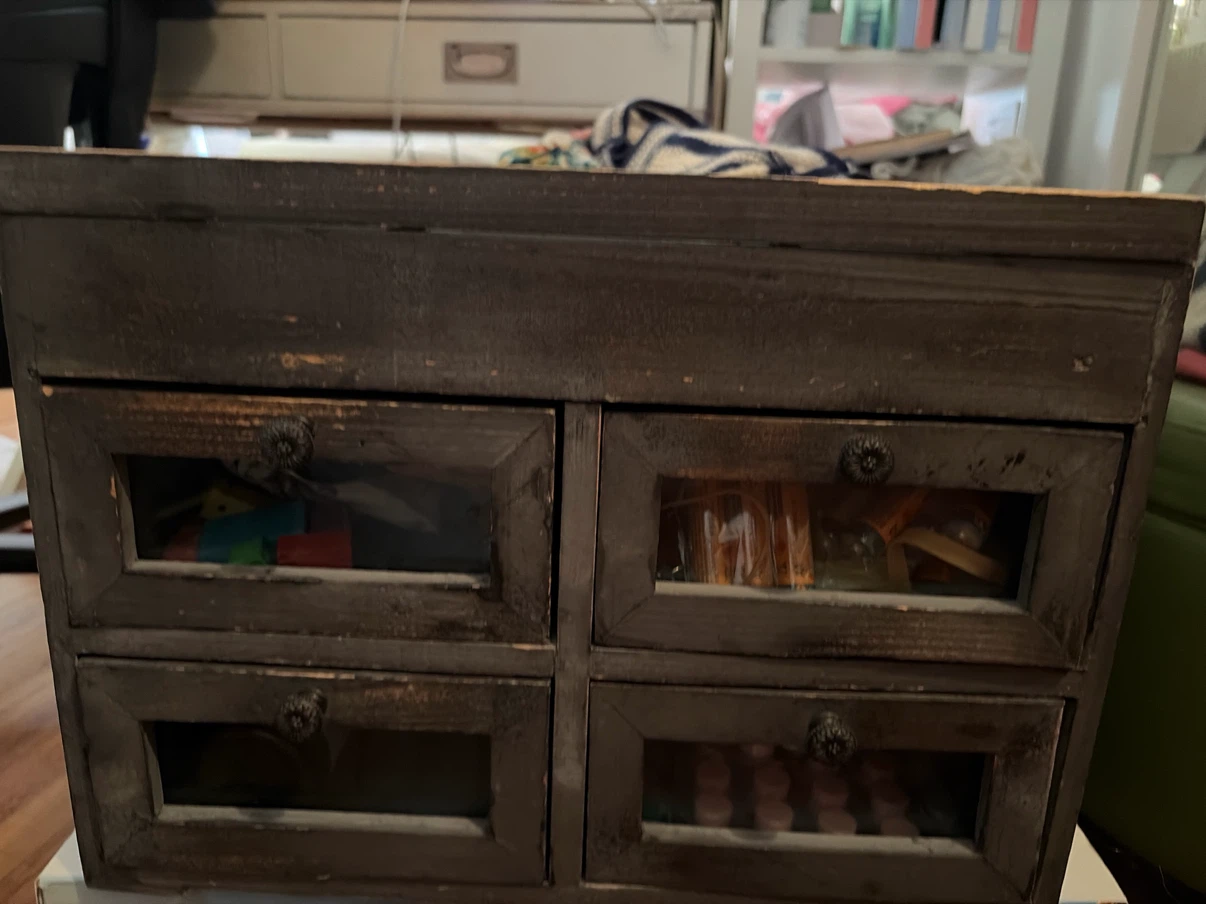Wooden Display Box with Glass Top and Drawers - photo 2