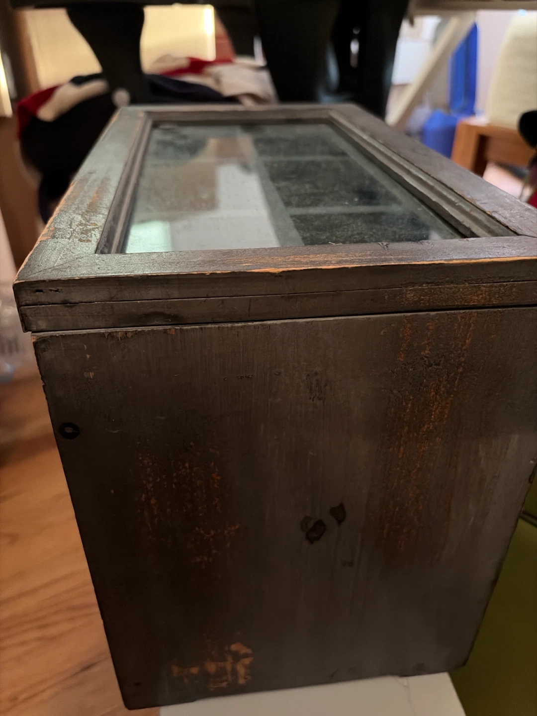 Wooden Display Box with Glass Top and Drawers - photo 3