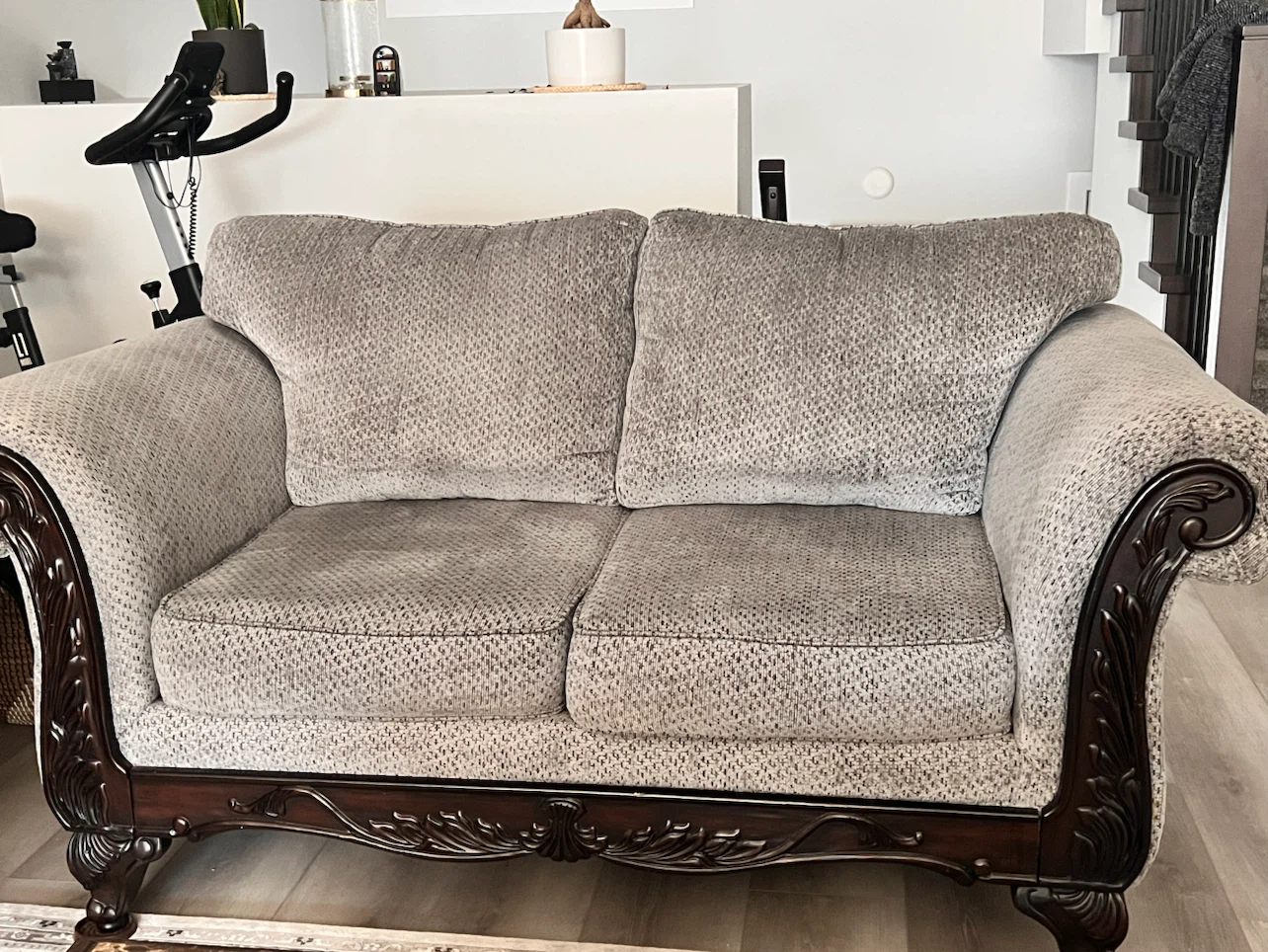 Fabric Loveseat Sofa with Wood Frame - Grey
