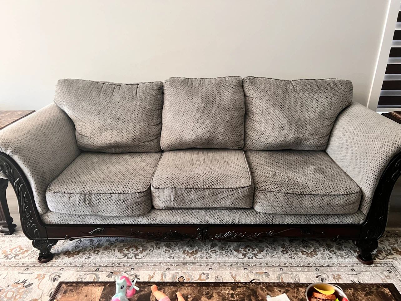 Fabric Loveseat Sofa with Wood Frame - Grey - photo 2