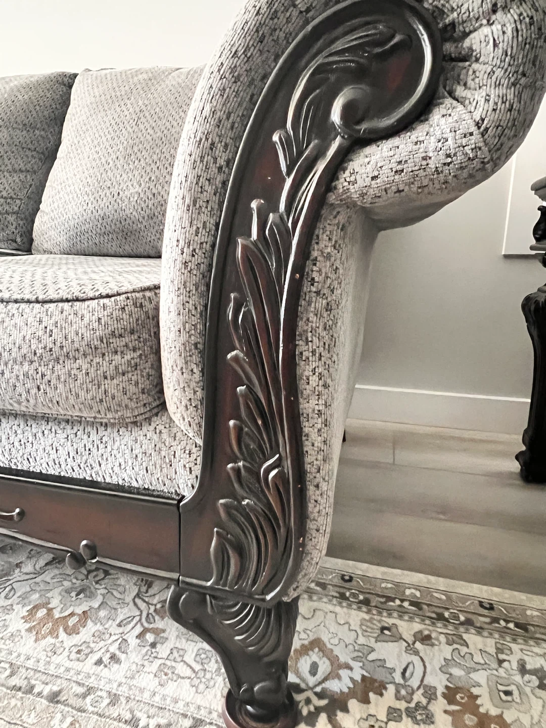 Fabric Loveseat Sofa with Wood Frame - Grey - photo 3