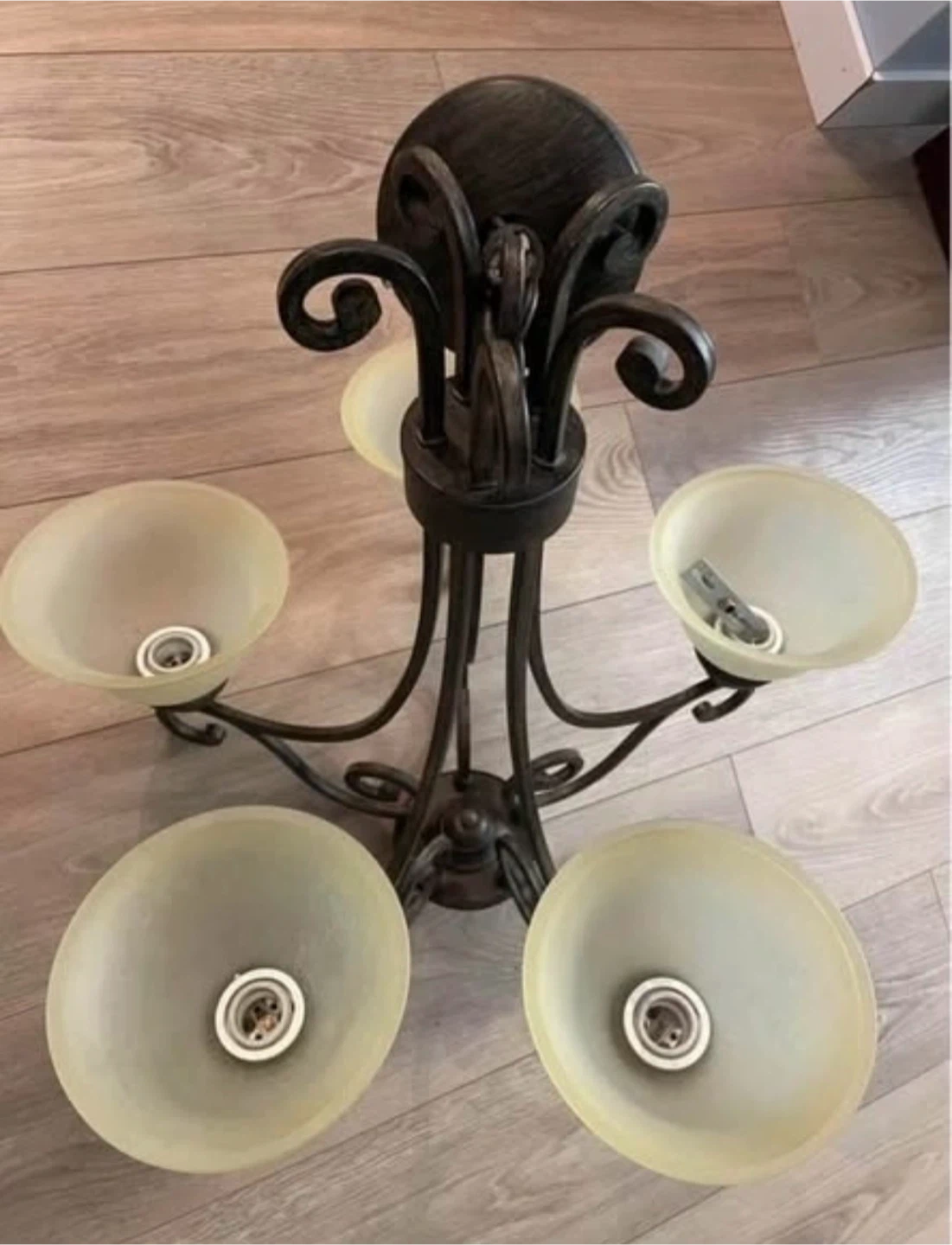 Chandelier with 5 Frosted Glass Shades