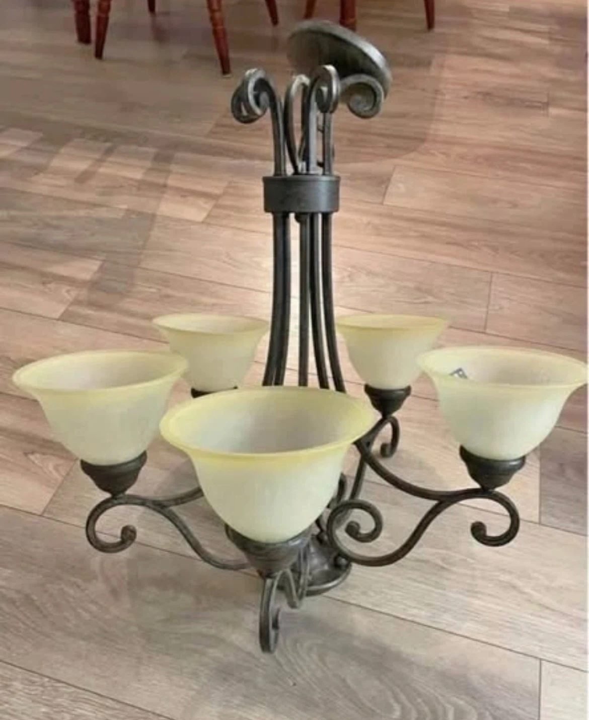 Chandelier with 5 Frosted Glass Shades - photo 2