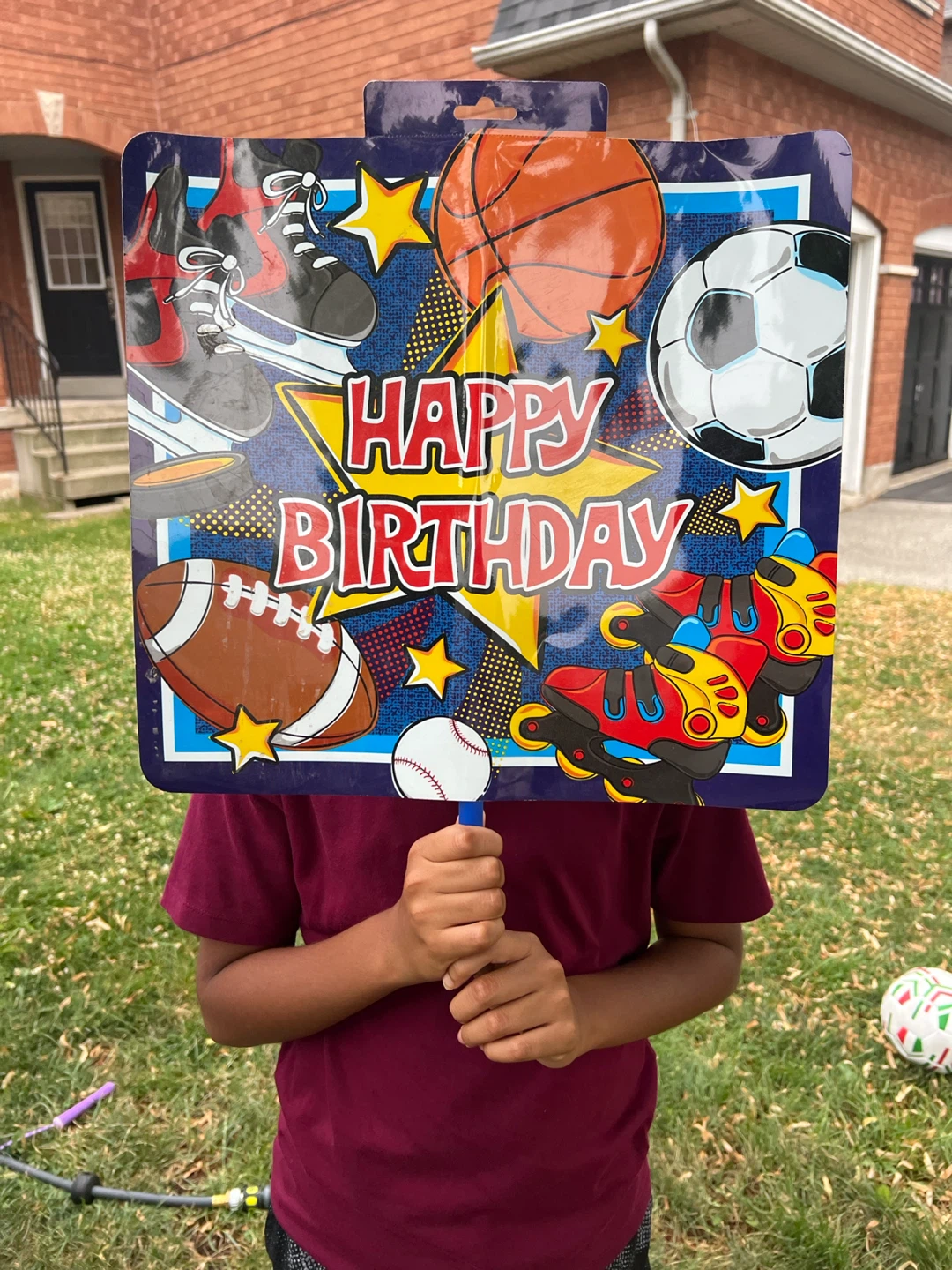 Happy Birthday Party Sign with Sports Theme