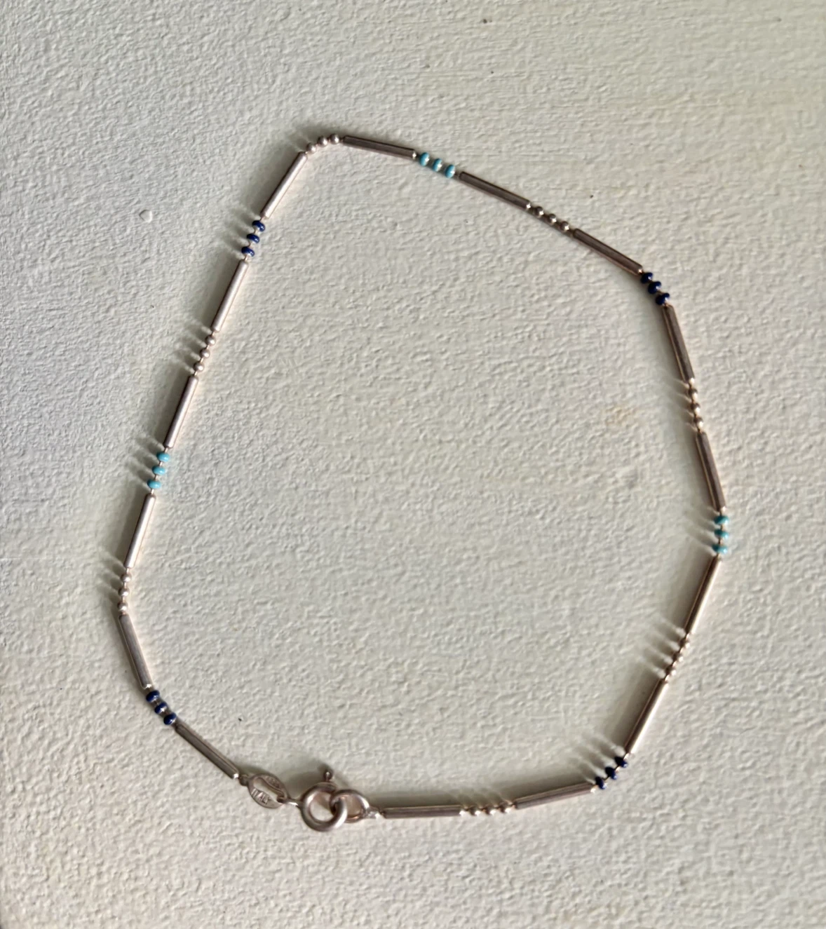 Vintage 925 Sterling Silver Beaded Ankle Bracelet made in Italy - photo 3