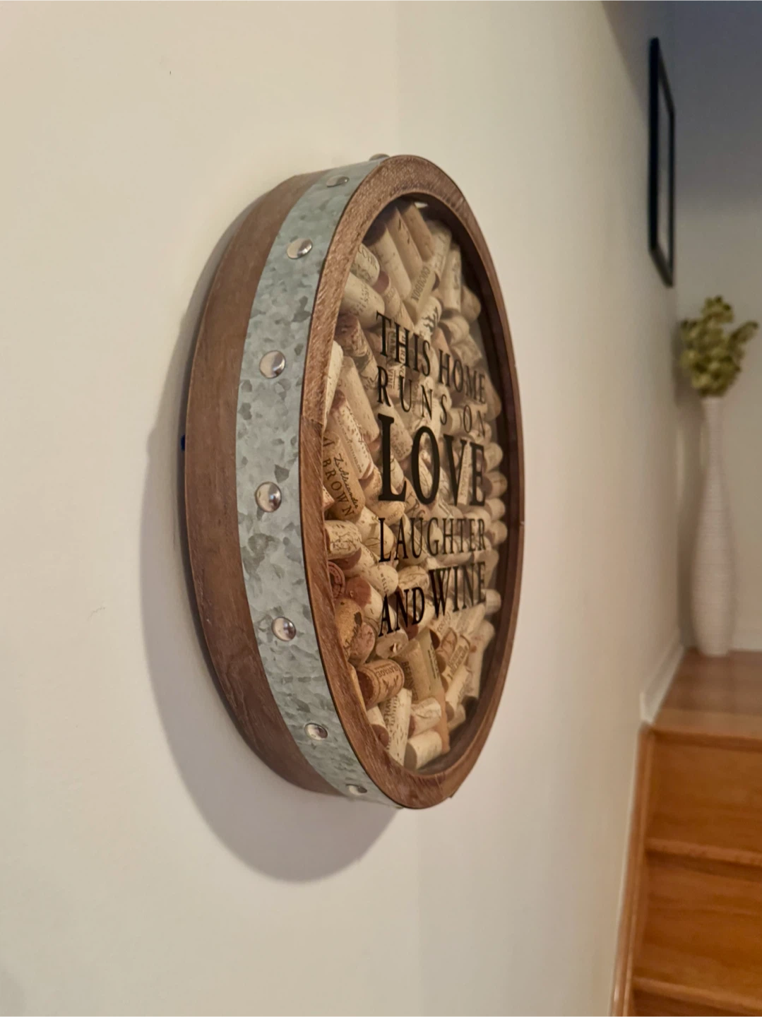 Wine cork wall decor in excellent condition