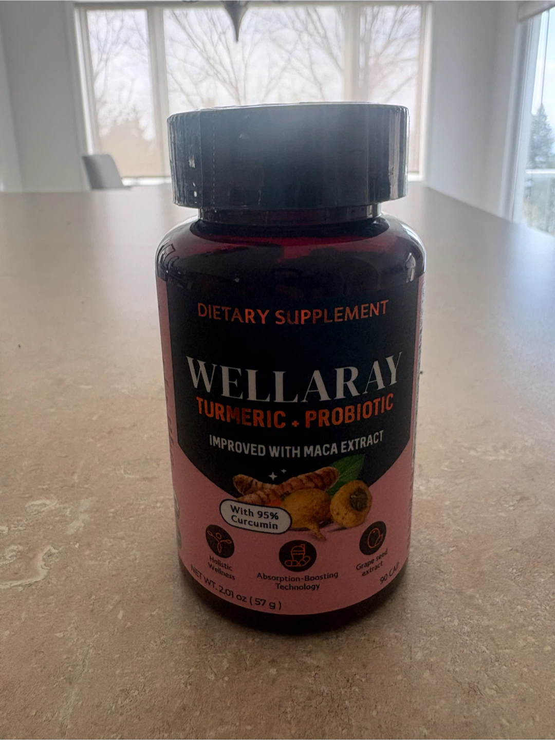Wellaray Turmeric + Probiotic Supplement - 90 Capsules - photo 2