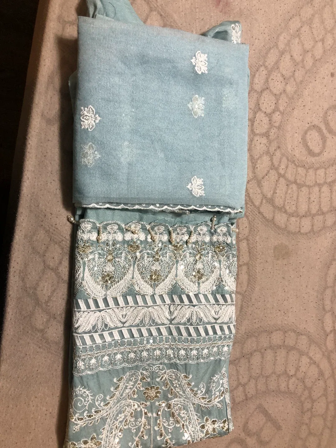 Women's Embroidered Kurti with Pants and Scarf - photo 5