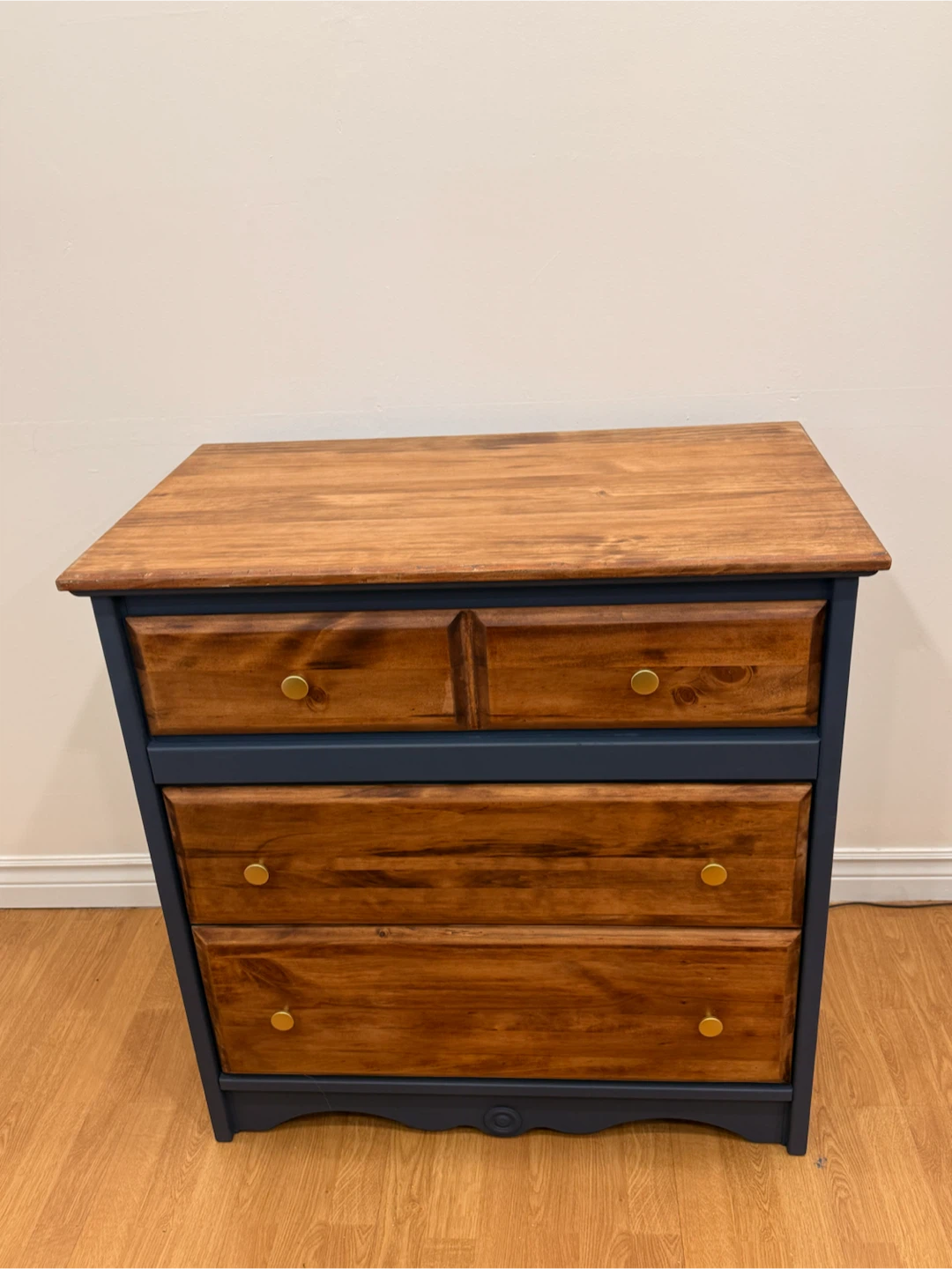 Wooden Dresser with Navy Blue Base
