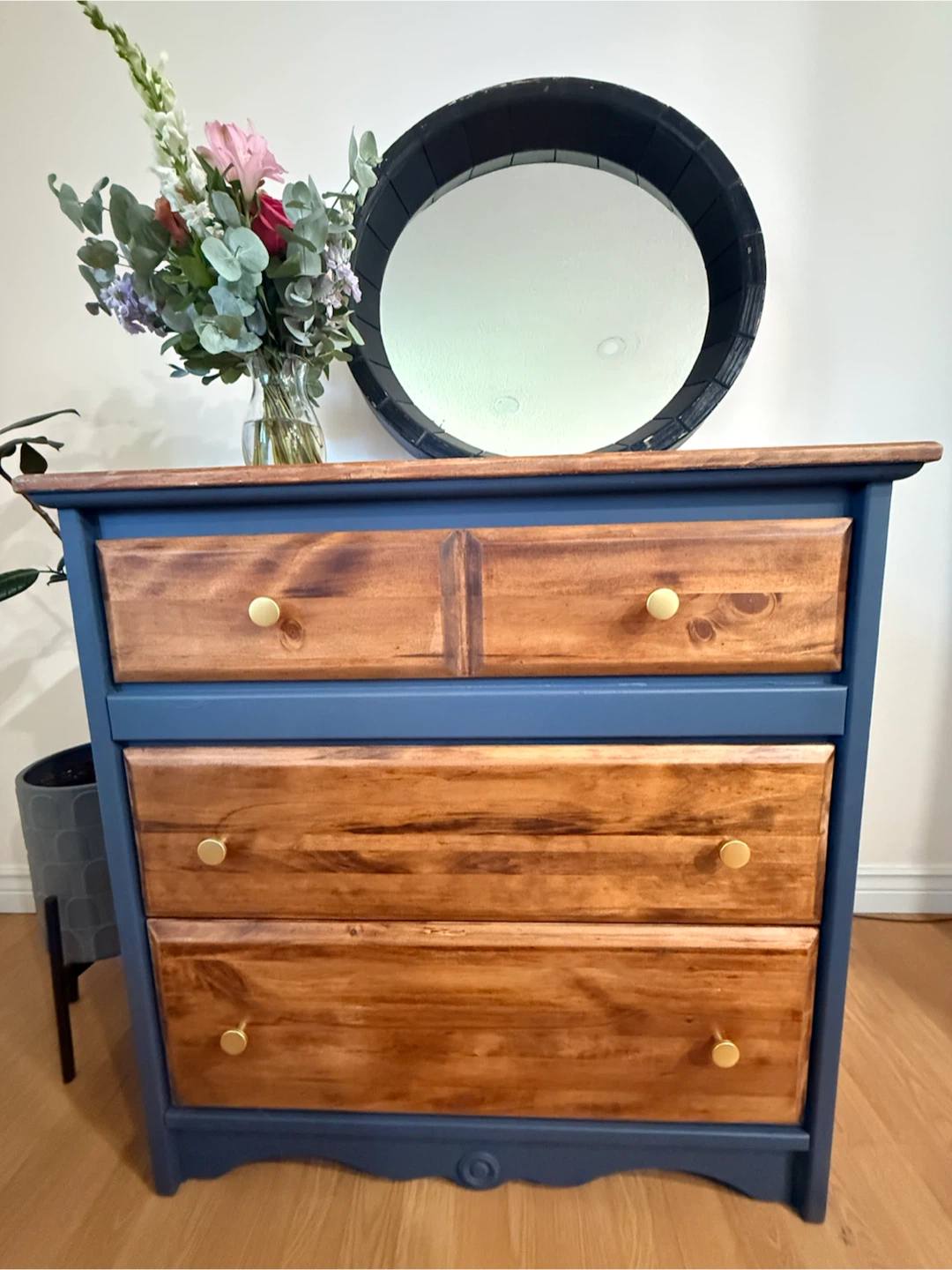 Wooden Dresser with Navy Blue Base - photo 2