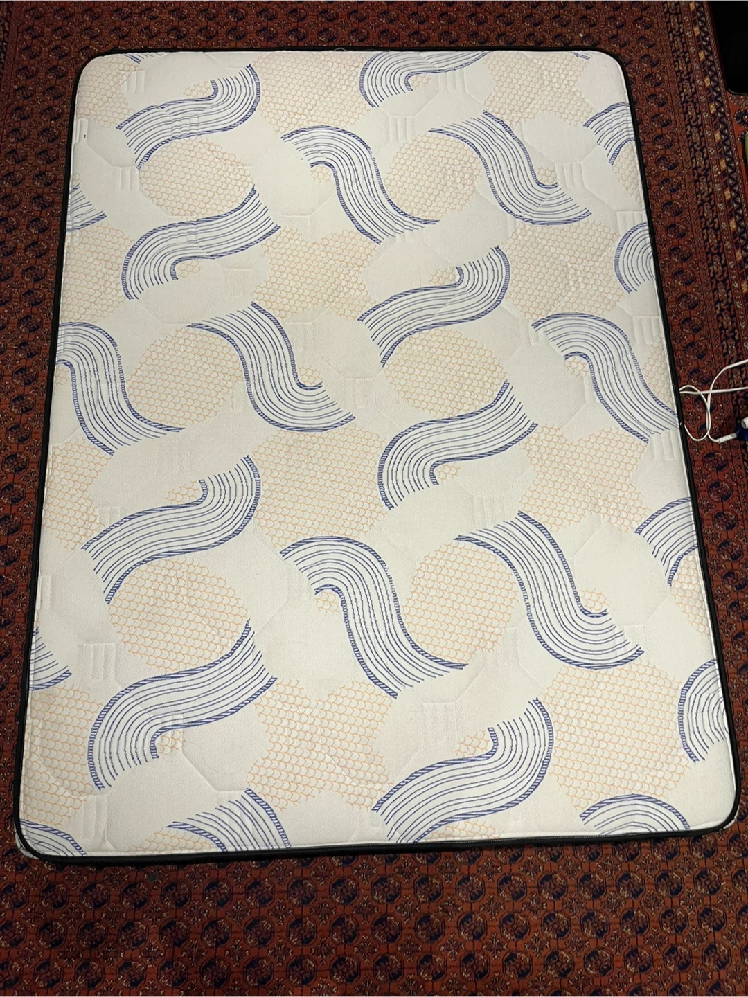 Mattress with Blue and White Wave Pattern - photo 5