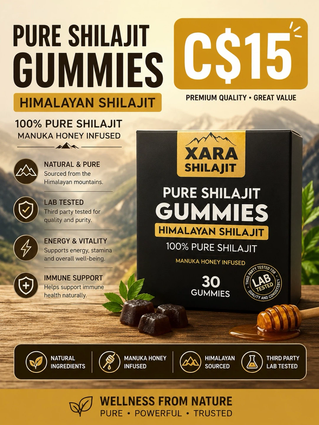 Xara Pure Shilajit Gummies - 30 Count