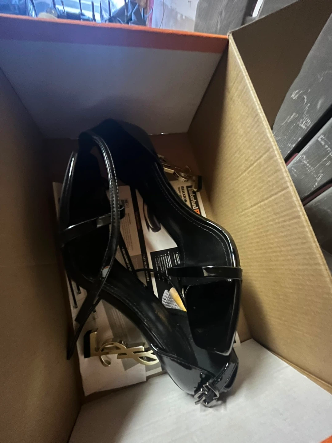 Yves Saint Laurent Black Patent Leather YSL Heels size 7 & 8