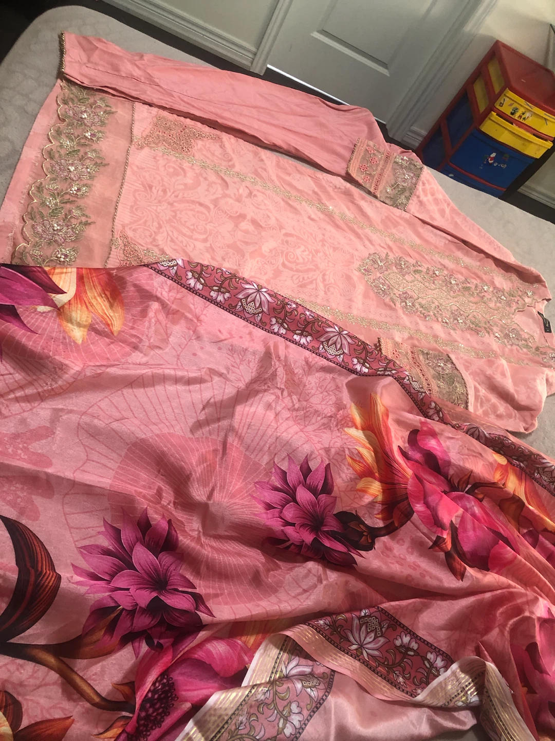 Pink Embroidered 3-Piece Suit with Printed Dupatta - photo 3