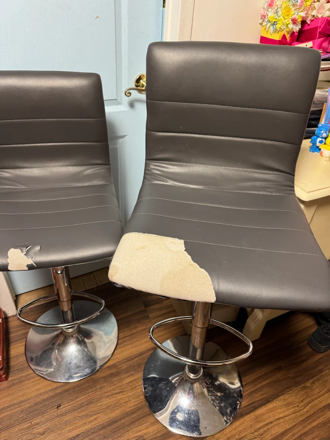 2 Grey Bar Stools - Adjustable Height