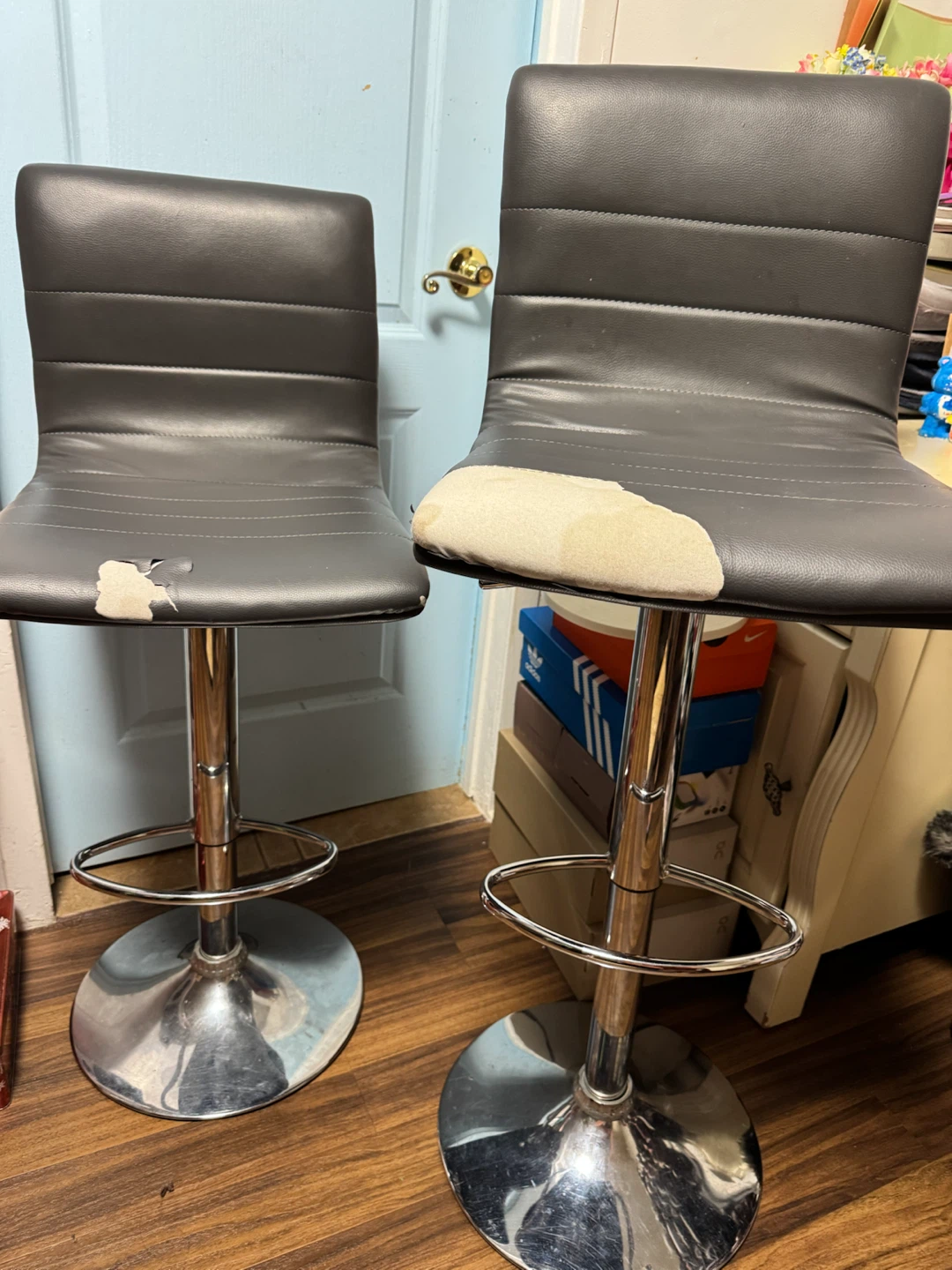 2 Grey Bar Stools - Adjustable Height - photo 2