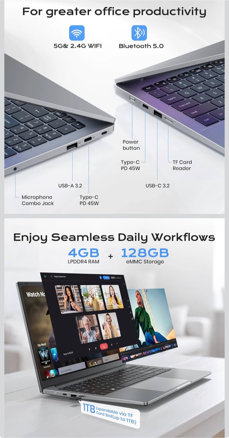15.6" Windows 11 Laptop with Intel Celeron N4020 - photo 4
