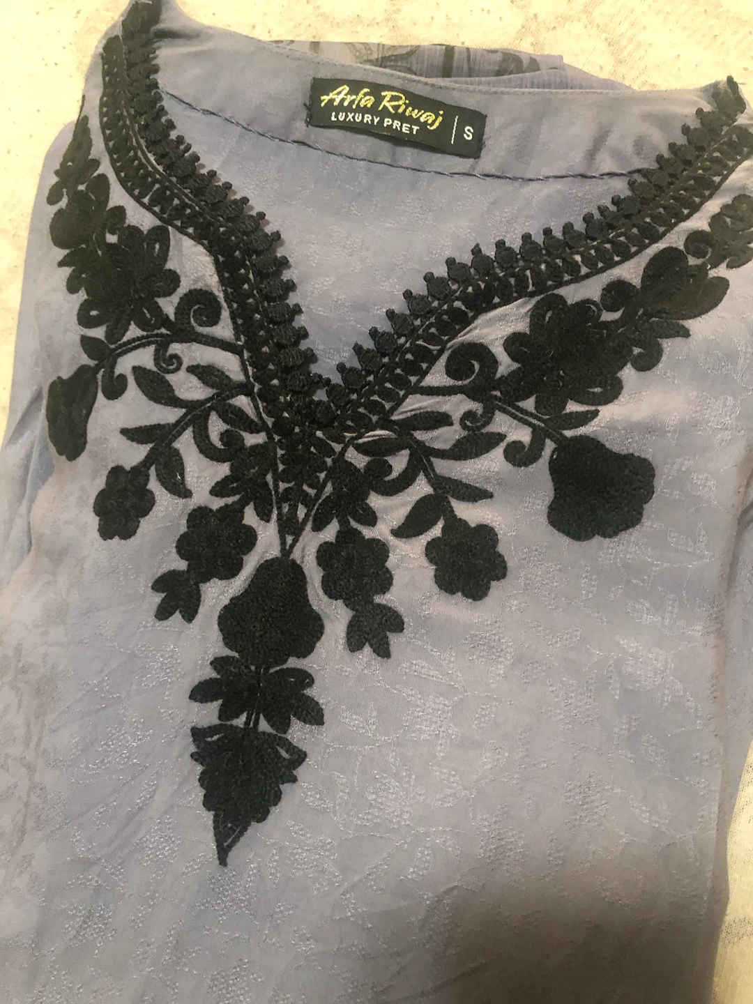 Arta Riway Luxury Pret Blue Embroidered Kurti - Size S - photo 5