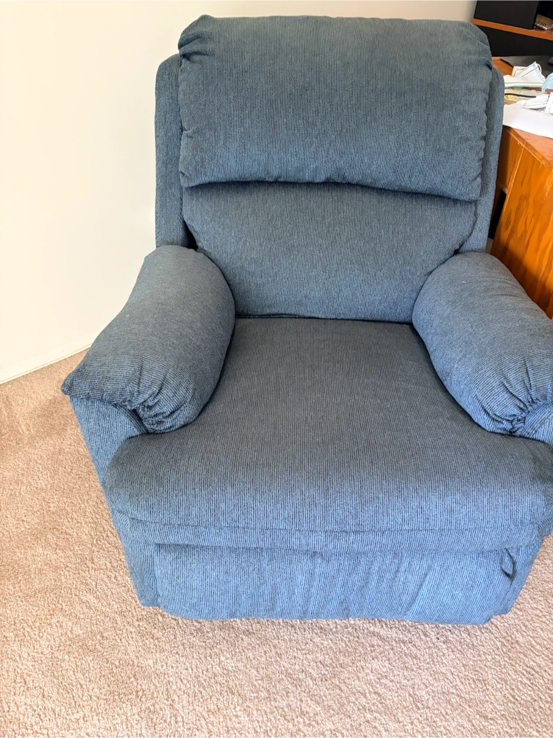 Blue Loveseat and Recliner Set