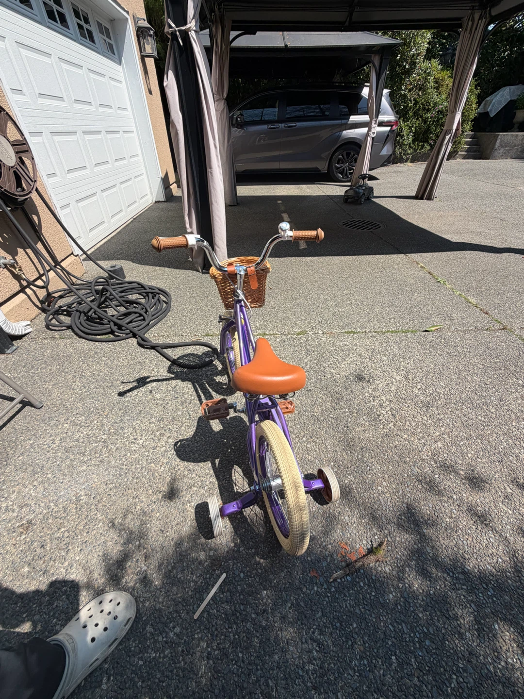 Purple Kid's Bicycle with Wicker Basket - photo 3