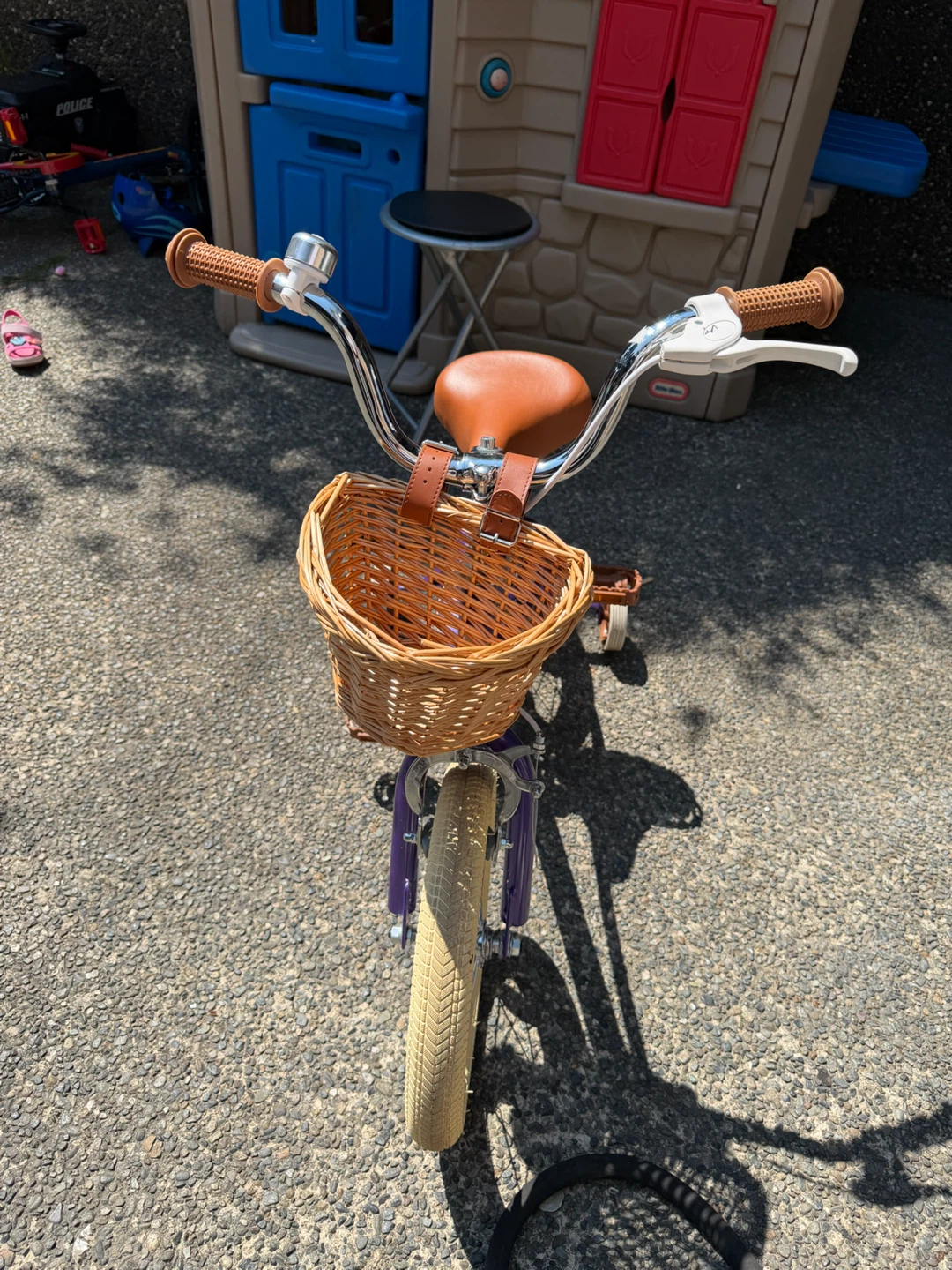 Purple Kid's Bicycle with Wicker Basket - photo 4