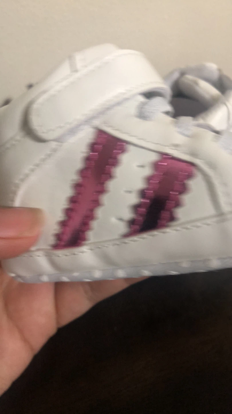 White Baby Crib Shoes with Pink Accents - photo 3