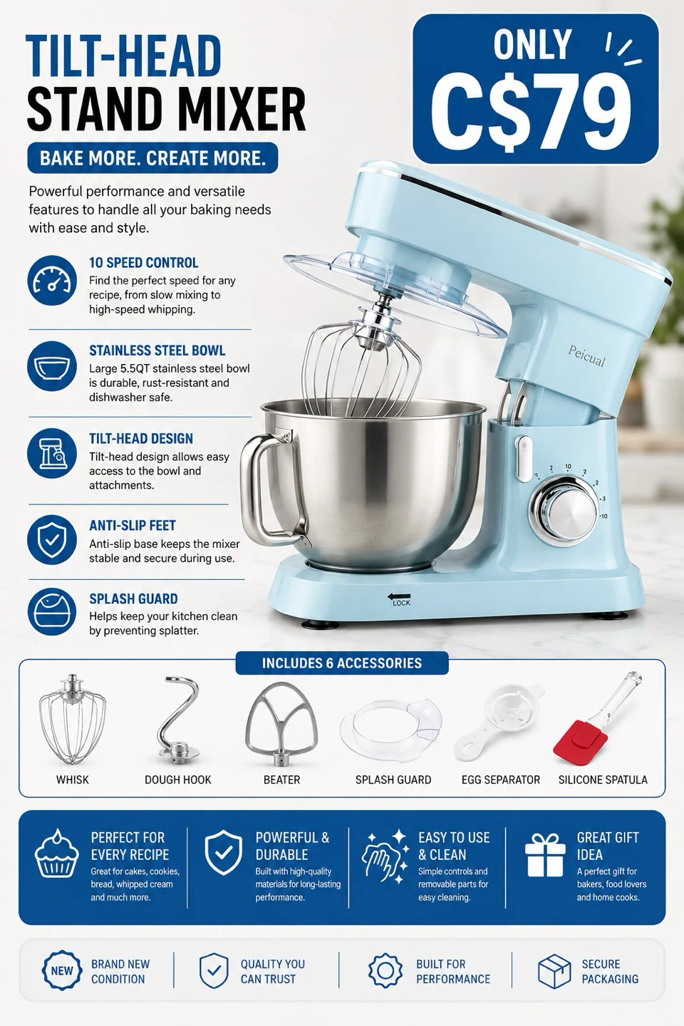 Peicual Stand Mixer SM-1532P Light Blue