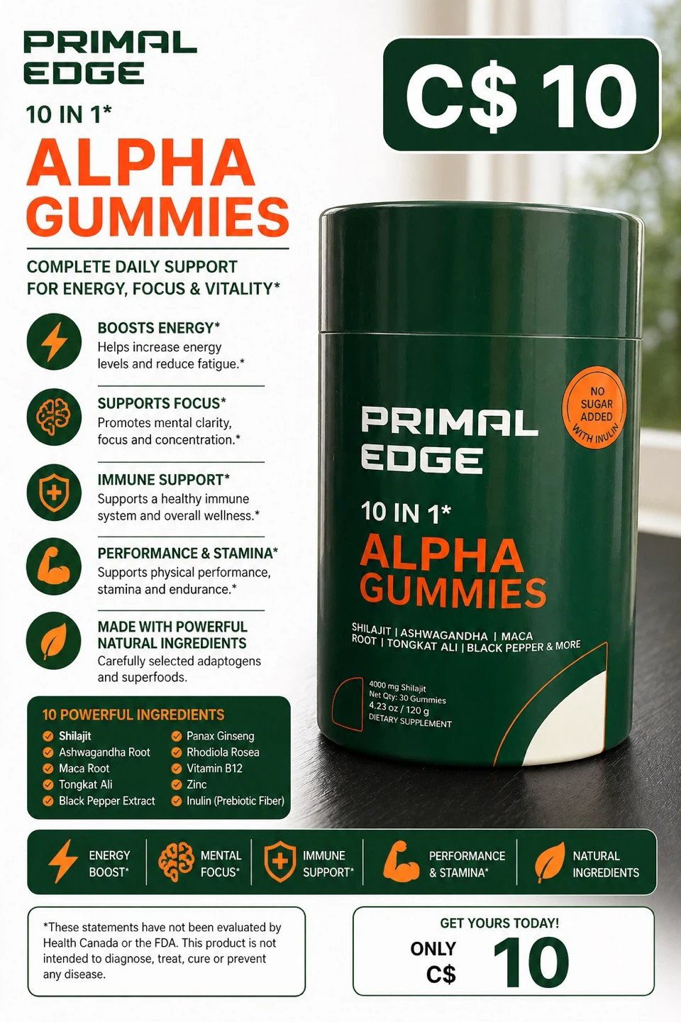Primal Edge 10 IN 1 Alpha Gummies