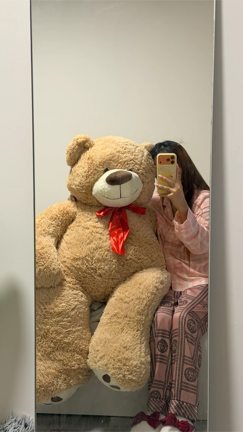 Giant Teddy Bear with Red Bow