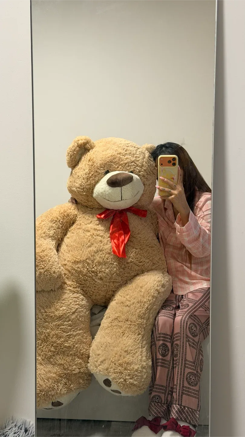Giant Teddy Bear with Red Bow