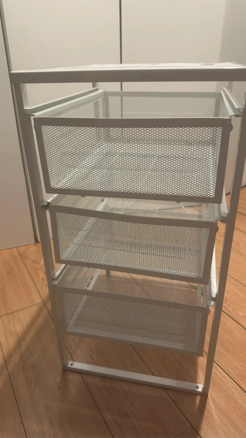 White Metal Mesh 3-Drawer Storage