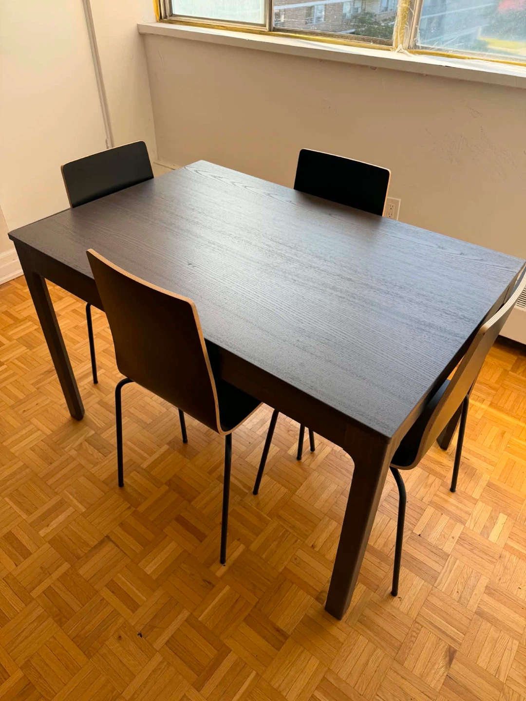 Extendable Dining Table with 4 Black Chairs - photo 2